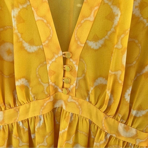 Alexis Luss Geometric Print Long Sleeve Mini Dress Yellow Sun XS Summer Colorful - Picture 5 of 8